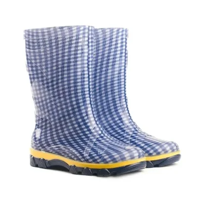 Дитячі гумові чоботи синя клітинка