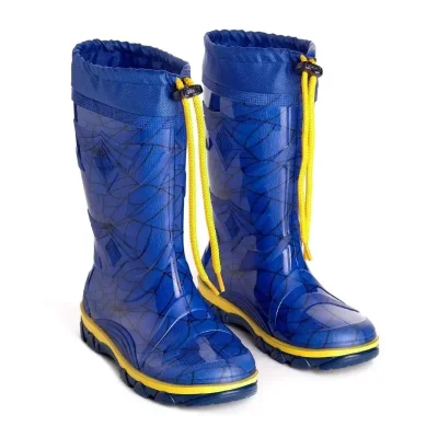 Чоботи дитячі гумові сині Спайдер з затяжками