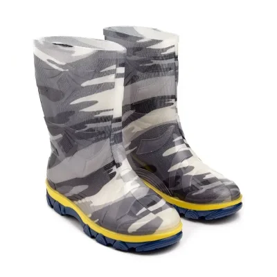 Чоботи для хлопчиків гумові камуфляж сірий