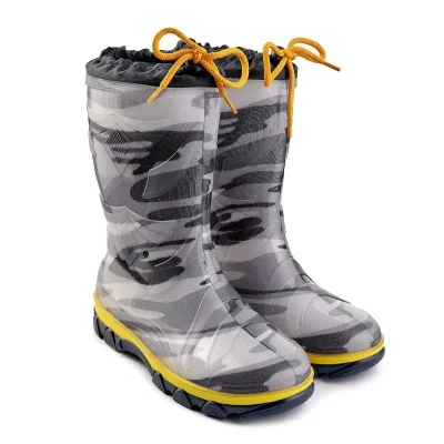 Чоботи гумові для хлопчиків камуфляж сірий