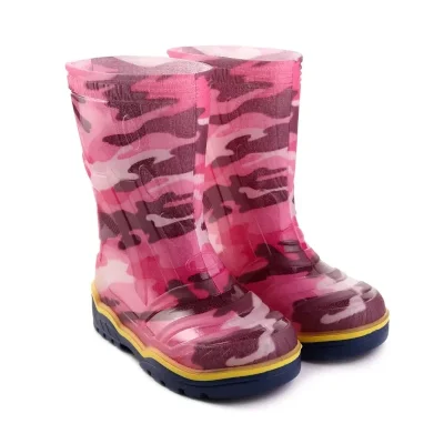Гумові чоботи для дівчаток Камуфляж рожевий