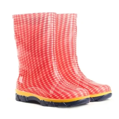Чоботи дитячі гумові клітинка червона