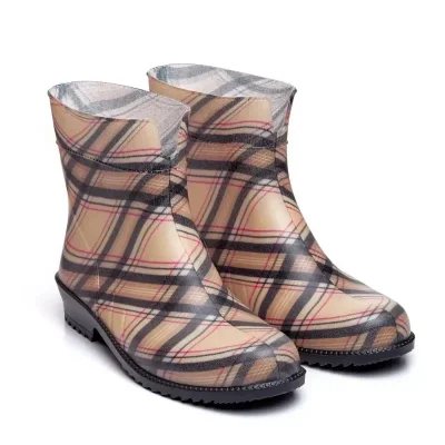 Чоботи гумові жіночі Літма клітинка бежева