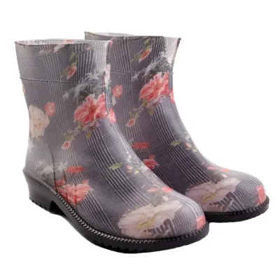Чоботи гумові жіночі Літма клітинка з квітками