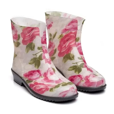 Чоботи гумові жіночі Літма Троянди на білому