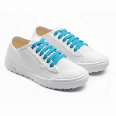 Кеди білі Лорета з блакитними шнурками