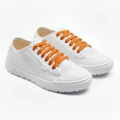 Білі кеди жіночі Лорета з помаранчевими шнурками