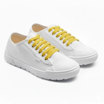 Жіночі білі кеди Лорета з жовтими шнурками